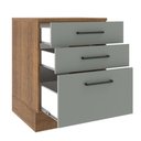 Ver imagem 3 de Balcão Armário de Cozinha 60 cm 3 Gavetas Rustic/Cinza Agata Madesa
