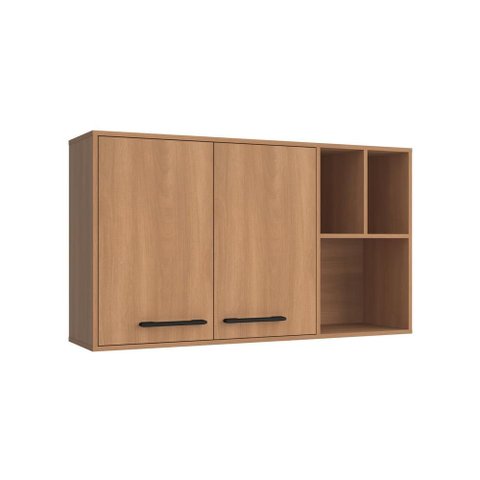Armário Aéreo Cozinha 2 Portas 3 Nichos 120 cm Granada Cor Amadeirado Casamia