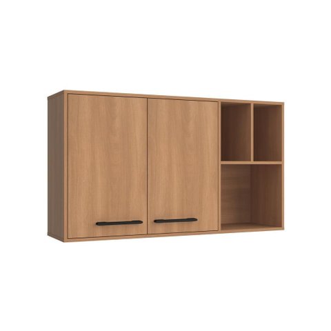 Armário Aéreo Cozinha 2 Portas 3 Nichos 120 cm Granada Cor Amadeirado Casamia