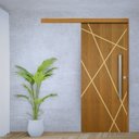 Ver imagem 1 de Porta de Correr Padrão Imbuia Agatha Trilho Embutir Puxador Barra Chata 800 Mm Cromado 82 X 210 Dire