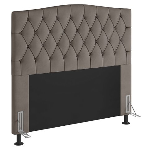 Cabeceira Cama Box Queen Itália 160 Cm Suede MV Estofados Italia Bege