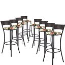 Ver imagem 1 de Kit Com 8 Banquetas Alta Forts Vermelho Floral, Fibra Uv Bancada, área Goumert, Bar, Piscina, Balc