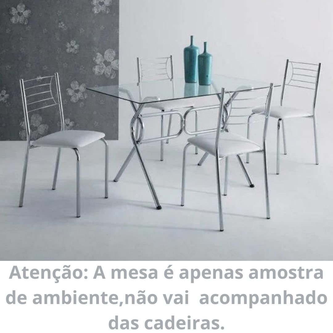 Kit 4 Cadeiras Nanda cromada para cozinha ou espaço gourmet-Assento corino branco GAT MAGAZINE - 4