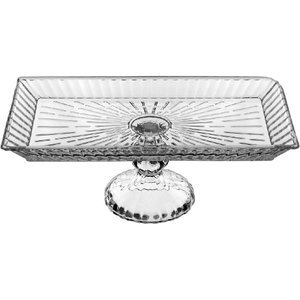 Prato Bolo Boleira Retangular Home&co com Pé Eco Crystal 12x32x17cm Transparente
