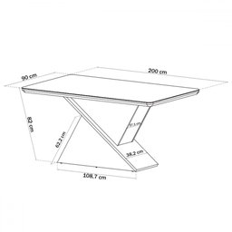 Mesa de Jantar 8 Lugares Moçambique com Vidro Mel/marfim/off White - Panorama Móveis - 3