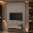 Ver imagem 4 de Painel Ripado para TV 75 pol com Bancada Suspensa Orgânica 180cm Slats L05 Tauari Gris Fosco - Lyam