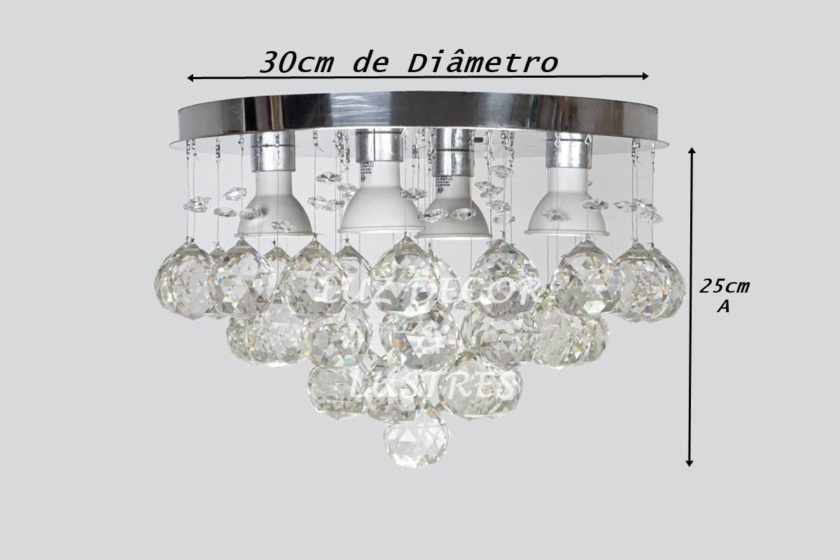 Lustre Cristal Legítimo K9 Redondo 30cm Diâmetro Vai Montado - 3