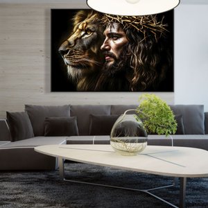 Quadro Decorativo Leão de Judá Jesus Cristo Sala Quarto Casa Escritório