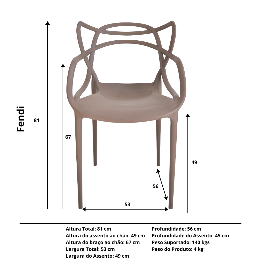 Cadeira Allegra Fendi - Kit com 4 - 4