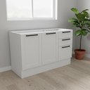 Ver imagem 2 de Balcão 120cm Branco em MDF com 2 Portas, 3 Gavetas, Divisor de Talheres e Rodapé - Tecnomobili