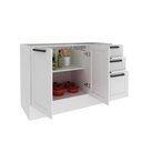 Ver imagem 3 de Balcão 120cm Branco em MDF com 2 Portas, 3 Gavetas, Divisor de Talheres e Rodapé - Tecnomobili