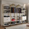 Closet Industrial Casal Completo Loft Branco 4 Módulos Cabideiro com Gavetas Base Dourada - 1