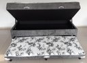 Ver imagem 2 de Conjugado Baú Solteiro 088x188x57 com Cama Auxiliar Sued Cinza/Floral - Luxury/Sleep