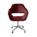Ver imagem 1 de Poltrona Decorativa Zara Pé Giratório de Metal Sala Recepção Vermelho Bordô