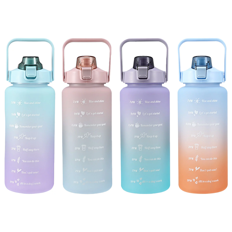 Garrafa Squeze Motivacional Bpa Free Enfeites Adesivo 2000ml:rosa/azul