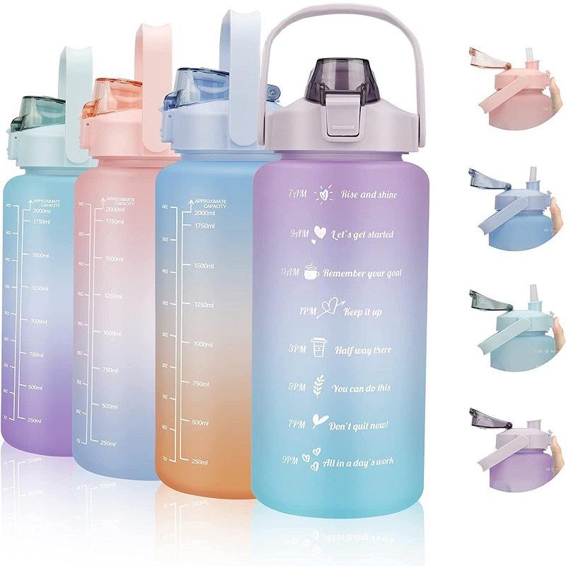 Garrafa Squeze Motivacional Bpa Free Enfeites Adesivo 2000ml:rosa/azul - 7