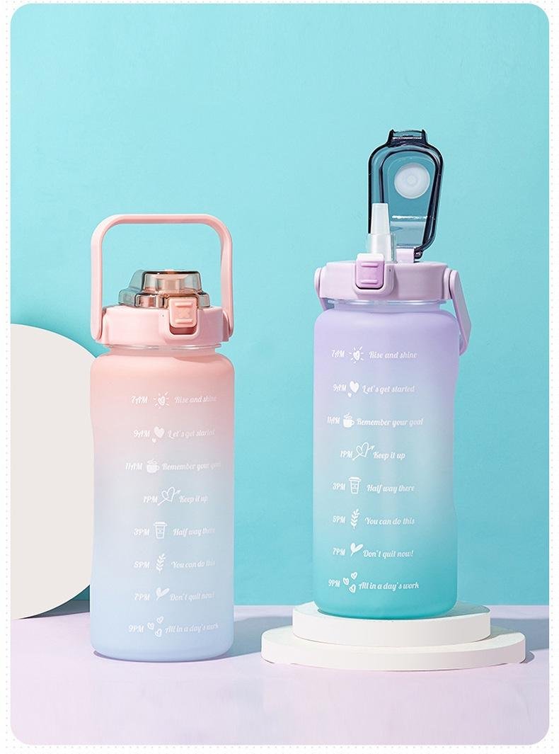 Garrafa Squeze Motivacional Bpa Free Enfeites Adesivo 2000ml:rosa/azul - 6