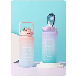 Garrafa Squeze Motivacional Bpa Free Enfeites Adesivo 2000ml:rosa/azul - 6