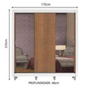 Ver imagem 4 de Guarda-roupa Casal Madesa Lyon 3 Portas de Correr com Espelhos 2 Gavetas com Pés