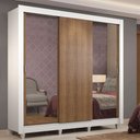 Ver imagem 1 de Guarda-roupa Casal Madesa Lyon 3 Portas de Correr com Espelhos 2 Gavetas com Pés