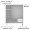Ver imagem 6 de Guarda-roupa Casal Madesa Lyon 3 Portas de Correr com Espelhos 2 Gavetas com Pés