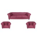 Ver imagem 1 de Jogo de Sofá Chesterfield Vinho + 2 Poltronas - 70x230x59 / 70x102x59cm