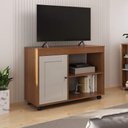 Ver imagem 3 de Rack Sala Tv 42 Sampa 2 Nichos Porta e Prateleiras Cinamomo/off White