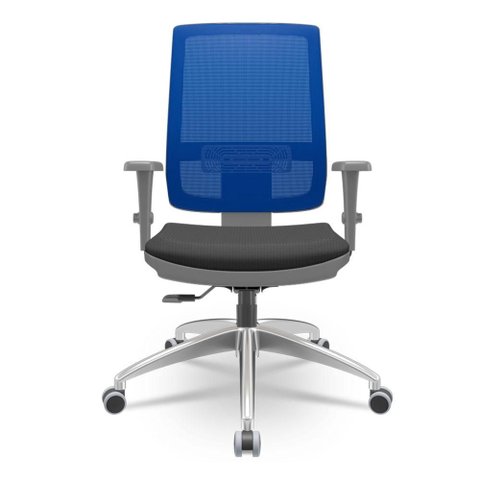 Cadeira Brizza Diretor Grafite Tela Azul Assento Aero Preto Base Relaxplax Alumínio - 65944