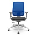 Ver imagem 1 de Cadeira Brizza Diretor Grafite Tela Azul Assento Aero Preto Base Relaxplax Alumínio - 65944