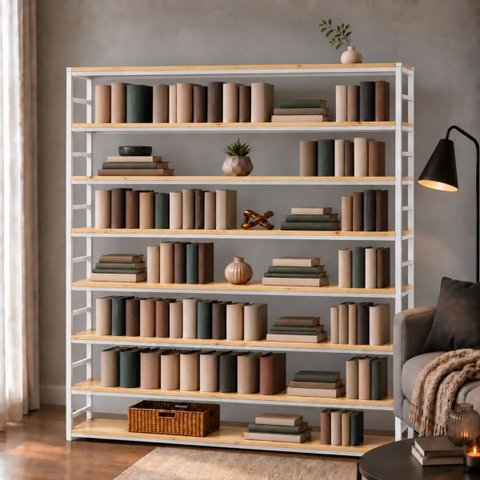 Estante Multiuso Organizador Livreiro Estilo Industrial 180x180 Branco Natural