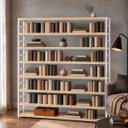 Ver imagem 1 de Estante Multiuso Organizador Livreiro Estilo Industrial 180x180 Branco Natural