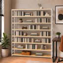 Ver imagem 2 de Estante Multiuso Organizador Livreiro Estilo Industrial 180x180 Branco Natural