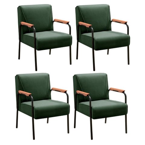 Kit 4 Poltronas Jade Cor:Veludo Verde 270