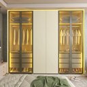 Ver imagem 7 de Guarda-Roupa Casal 6 Portas 4 Portas Reflecta com LED com Pés 100% MDF Lumina Off White