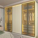 Ver imagem 1 de Guarda-Roupa Casal 6 Portas 4 Portas Reflecta com LED com Pés 100% MDF Lumina Off White