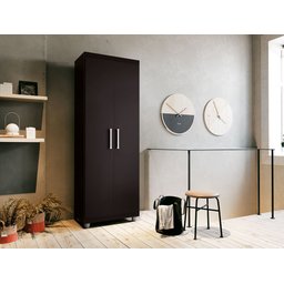 Kit 2 Armários Multiuso Roma 2 Portas 4 Prateleiras Sapateira Lavanderia e Cozinha Preto G4 Magazine - 2