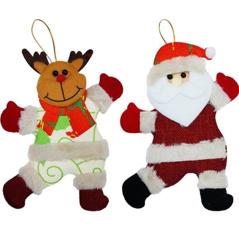 Kit 10 Enfeites Árvore de Natal Papai Noel e Rena Natalino
