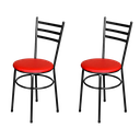 Ver imagem 1 de Jogo 2 Cadeiras Para Cozinha Epoxi Craqueada Assento Estofado - Vermelho