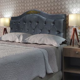 Cabeceira Casal Cama Box Botões Detalier Provençal Cinza Suede com Pés 120 Rbl - 2