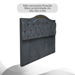 Cabeceira Casal Cama Box Botões Detalier Provençal Cinza Suede com Pés 120 Rbl - 3