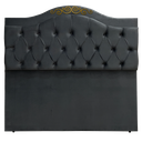 Ver imagem 1 de Cabeceira Casal Cama Box Botões Detalier Provençal Cinza Suede com Pés 120 Rbl