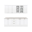 Ver imagem 3 de Cozinha Compacta 5 Peças 100% MDF com Balcão Pia com Tampo e Aéreo com Portas de Vidro Americana