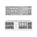 Ver imagem 5 de Cozinha Compacta 5 Peças 100% MDF com Balcão Pia com Tampo e Aéreo com Portas de Vidro Temperado Branco HP/Calcare Americana