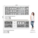Ver imagem 4 de Cozinha Compacta 5 Peças 100% MDF com Balcão Pia com Tampo e Aéreo com Portas de Vidro Temperado Branco HP/Calcare Americana