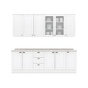Ver imagem 3 de Cozinha Compacta 5 Peças 100% MDF com Balcão Pia com Tampo e Aéreo com Portas de Vidro Temperado Branco HP/Calcare Americana