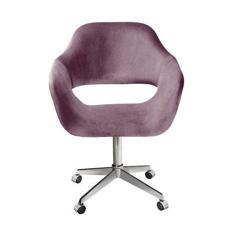 Poltrona Decorativa Zara Pé Giratório de Metal Sala Recepção Roxo