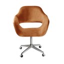 Ver imagem 1 de Poltrona Decorativa Zara Pé Giratório de Metal Sala Recepção Cobre Terracota
