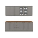 Ver imagem 3 de Cozinha Compacta 5 Peças 100% MDF com Balcão Pia com Tampo e Aéreo com Portas de Vidro Americana