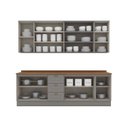 Ver imagem 5 de Cozinha Compacta 5 Peças 100% MDF com Balcão Pia com Tampo e Aéreo com Portas de Vidro Americana