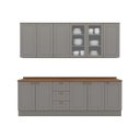 Ver imagem 2 de Cozinha Compacta Modulada Americana 5 Peças com 3 Gavetas 100% MDF Cinza